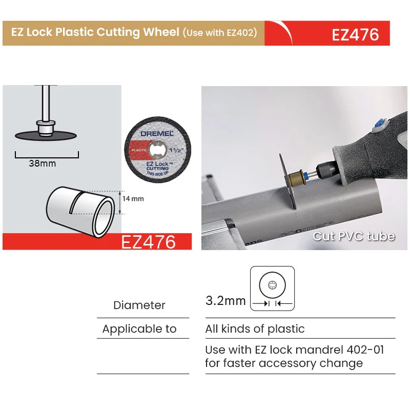 Dremel EZ476 Reinforced Cut-Off Wheels 1 1/2 Zoll EZ Lock Rotary Tool 5PCS/Pack EZ lock Plastic Cutting Wheel