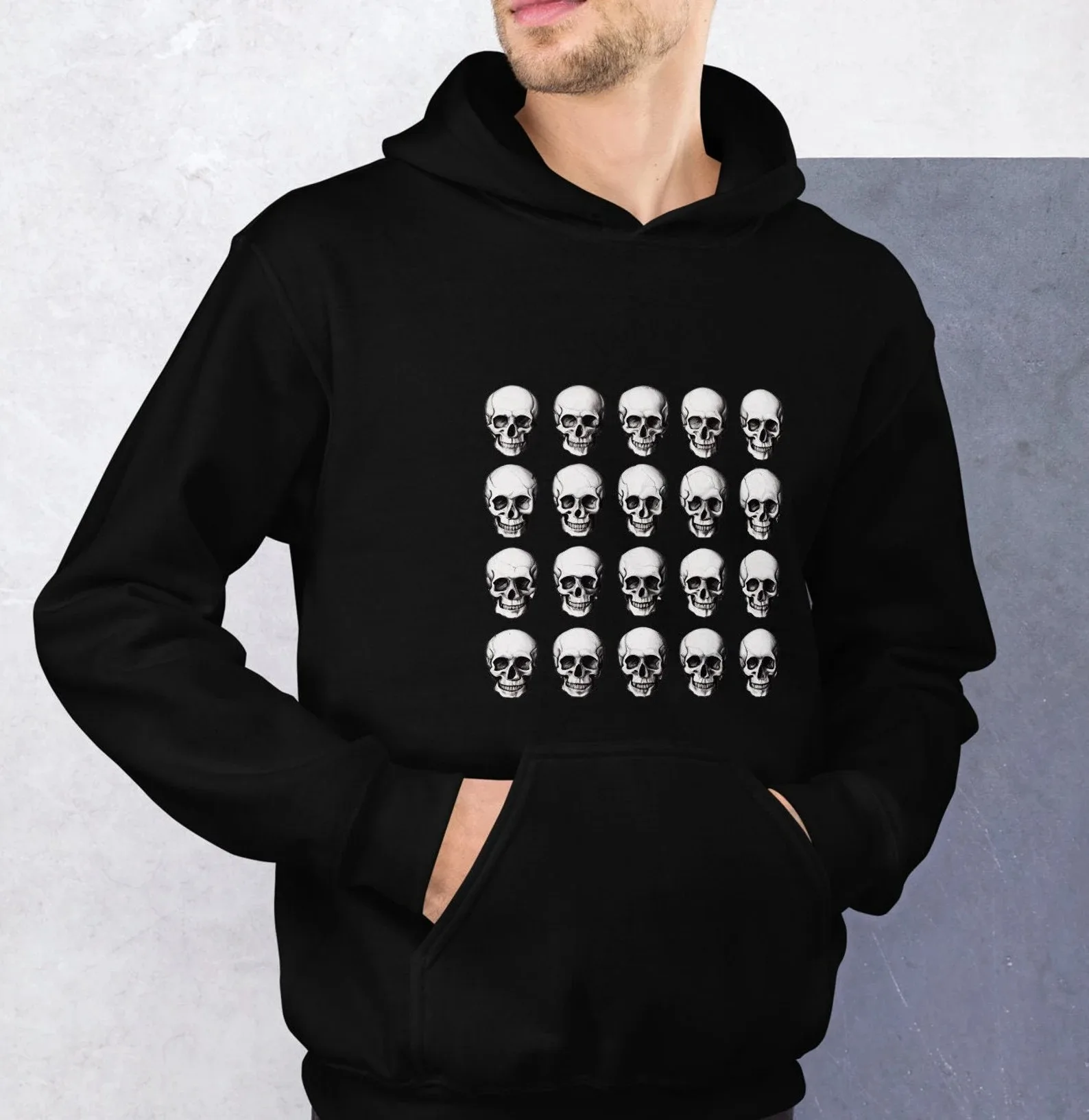 

Autumn and Winter Stylish Gothic - Skulls Cotton Hoodie, Ideal for Punk and Gothic Enthusiasts