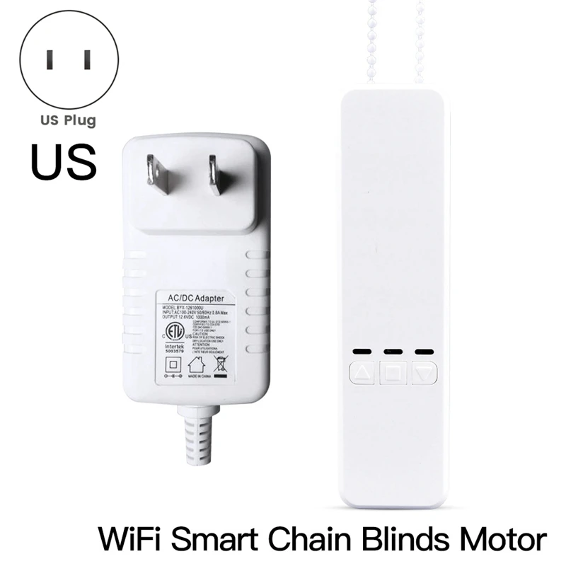 Tuya Wifi Smart Motor For Roller Blinds Electric Chain Shade Shutter Drive RF Remote Kit Smart App Via Alexa/Google US Plug