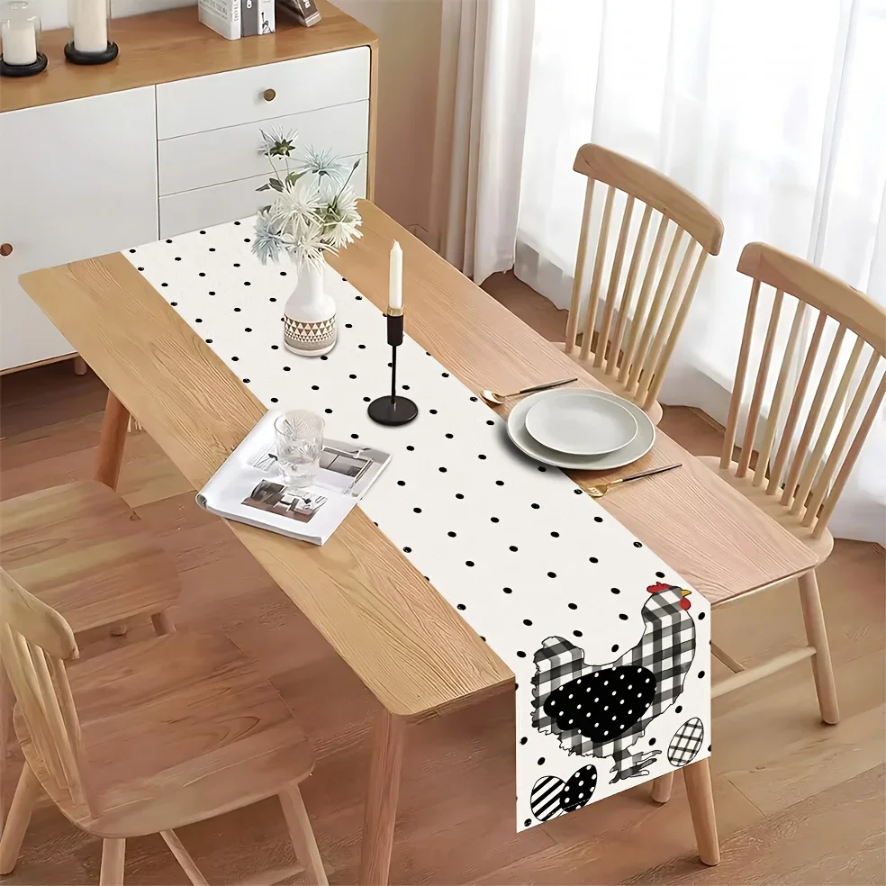1PC Easter Bunny 'Hello Peeps' Rectangle Table Runner Spring Holiday Indoor Home Fireplace Decorative Scarf for Table