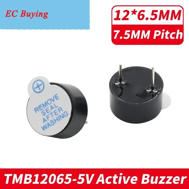 10PCS/lot DC5V 12065 Active Alarm Buzzer Dimension12x6.5MM Continuous Buzzer Alarm Pin Pitch 7.5 MM 85dB  2700HZ