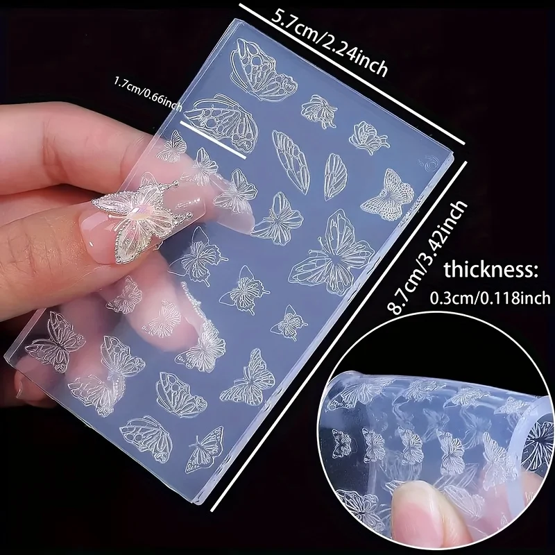 Schmetterlingsflügel 3D-Form Silikon Nagelkunst-Dekorationen Ultradünne DIY-Vorlagen Form für Nägel Ohrringe Halsketten Schmuck Bastelarbeiten – Detail 3