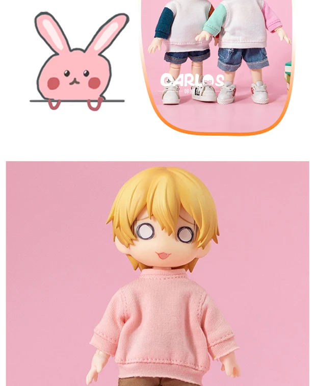 Ob11 Puppen kleidung einfarbig gestreiftes Hoodie-T-Shirt mit langen Ärmeln Zubehör für bjd, gsc, obitsu11, molly, ymy, p9, gsc – Detail 7