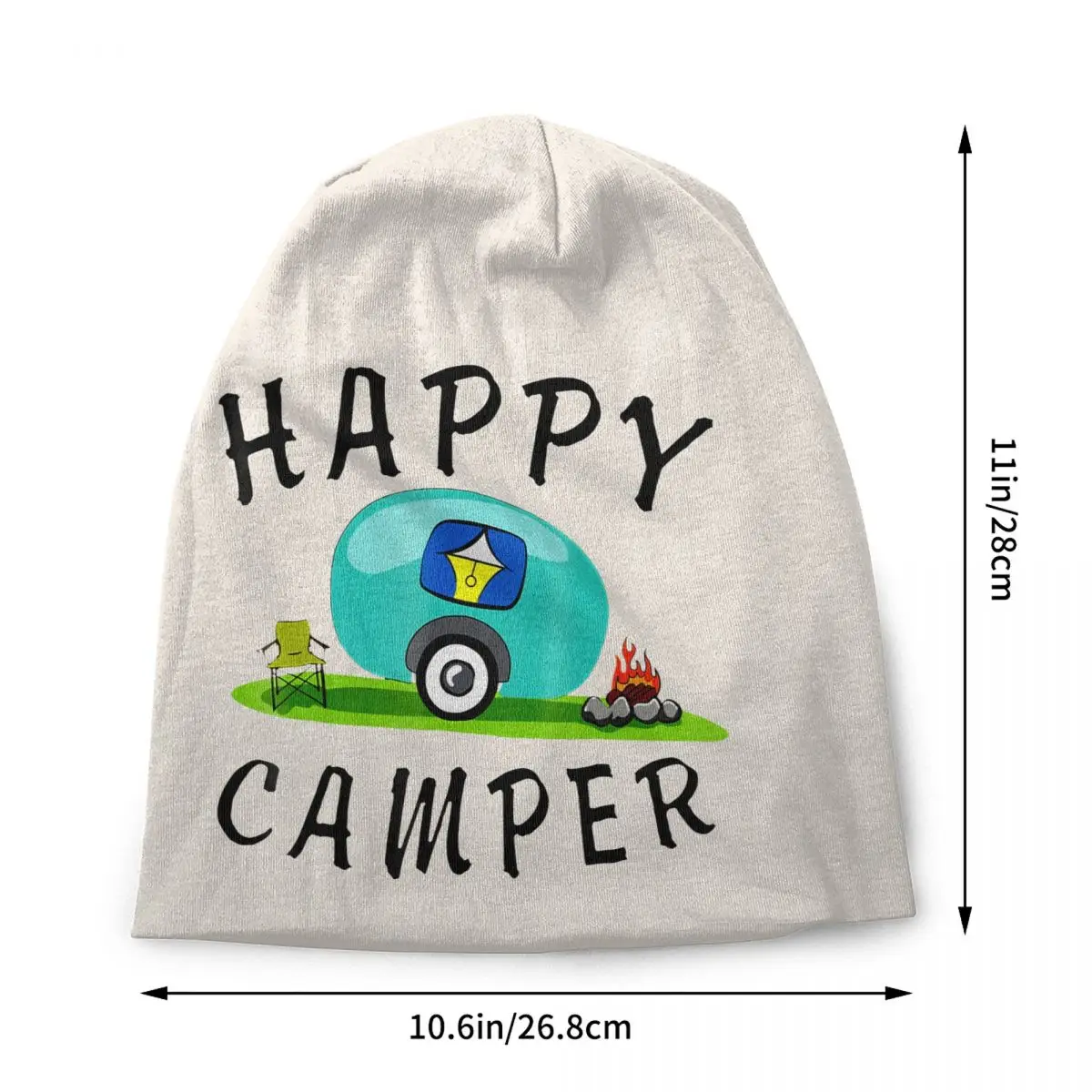 Happy Camping Trailer Camper Skullies Beanies Caps For Men Women Unisex Street Winter Warm Knit Hat Adult Bonnet Hats