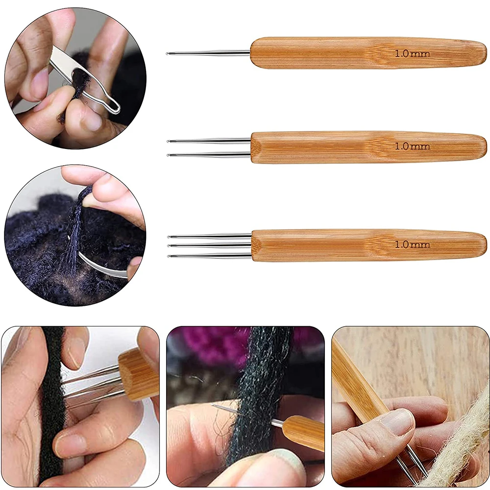 

1Pcs/Lot 1-2 Hook 1-3 Hooks Style Dreadlock Needle for Braid 0.5Mm 0.75Mm Natural Bamboo Dread-Lock Hair Weaving Tool