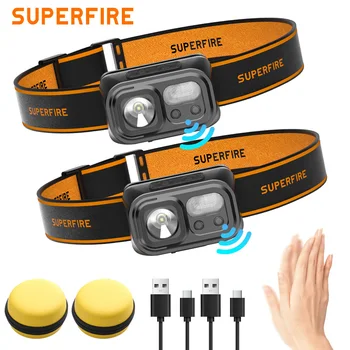 SUPERFIRE HL23-S ミニ LED 充電式ヘッドランプポータブルモーションセンサーヘッドライト Type-C フロントヘッド懐中電灯釣りランタン