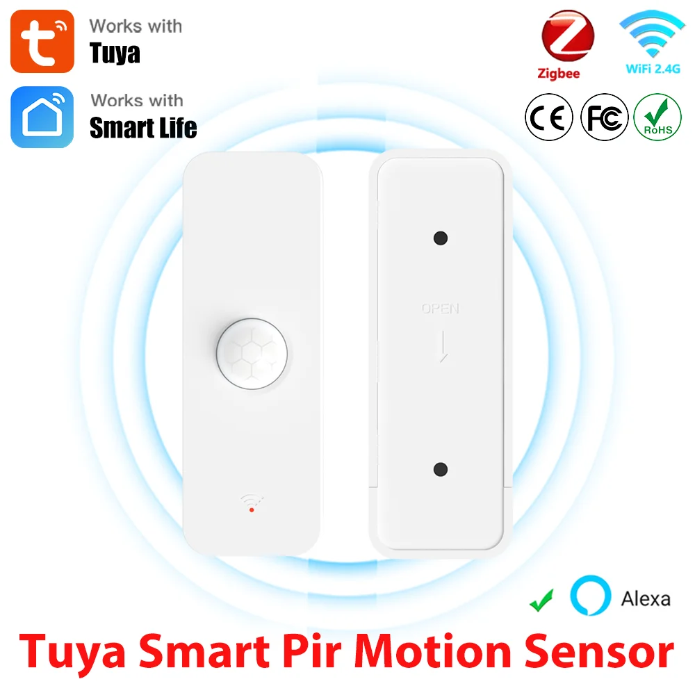

Tuya Zigbee или Wi-Fi Smart Pir Датчик движения Детектор человеческого тела Датчик охранной сигнализации работает с Google Home Alexa