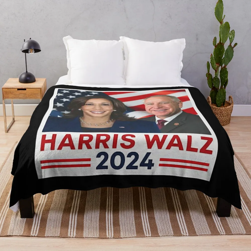 

Harris Waltz 2024 Vice President Kamala Harris Tim Walz 2024 Election American Flag Throw Blanket Hairys wednesday Blankets