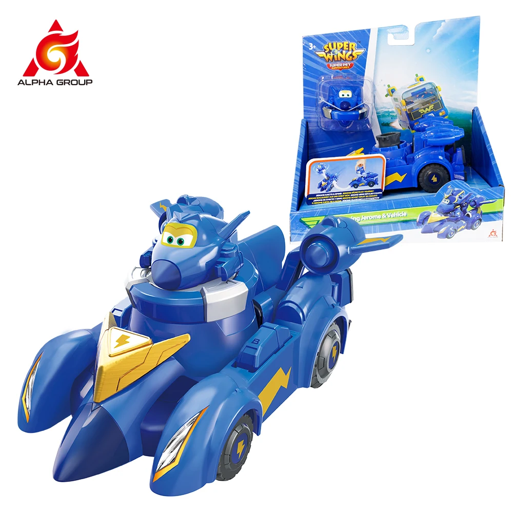 

Super Wings Spinning Jerome & Vehicle 2 - in-1 Spinning Mode or Vehicle Mode Pop Transform Anime Battle Kids Toy Christmas Gift