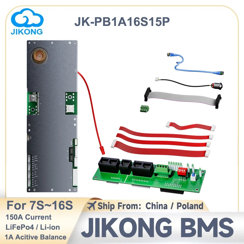 JIKONG Smart Inverter BMS JK-PB1A16S15P 24V 48V 150A 8S-16S Lifepo4/Li-ion/LTO Household Energy Inverter BMS Active balancer 1A