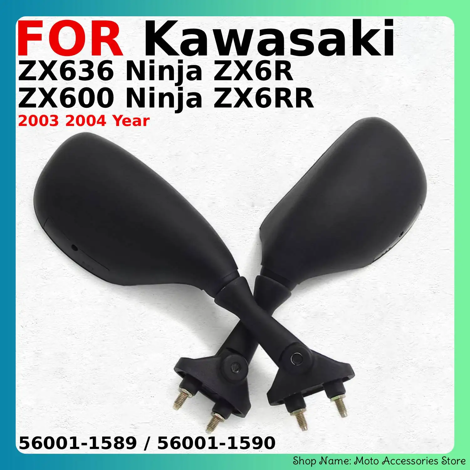 

Motorcycles Side Mirror For Kawasaki ZX636 Ninja ZX6R 2003-2004 ZX600 Ninja ZX6RR 2003-2004 OEM:56001-1589 56001-1590 Parts