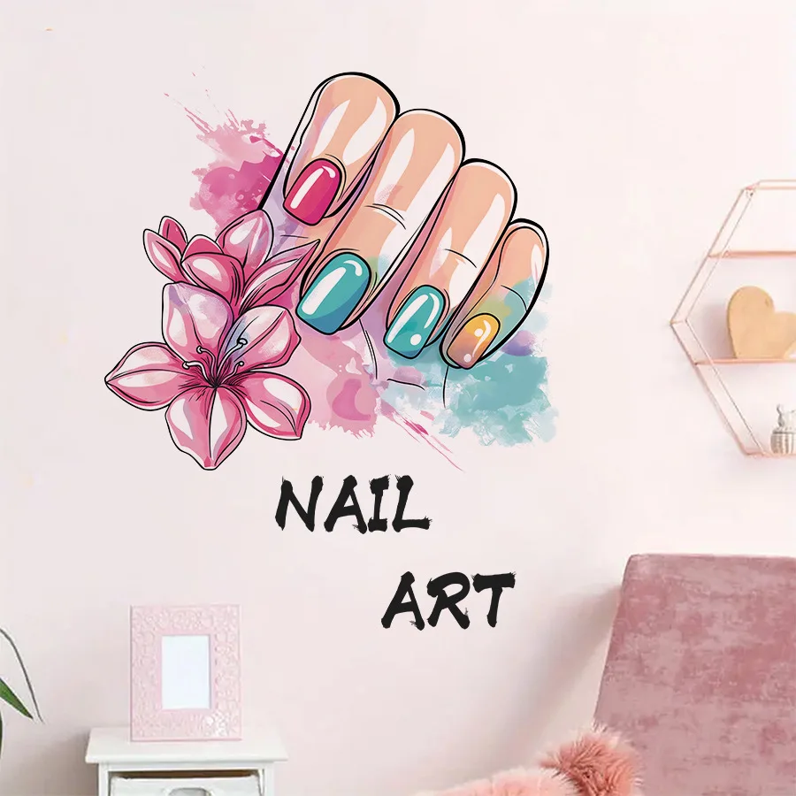 Beauty Nail Art Salon Butterfly Wall Stickers  Manicure Nial Beauty Wall Decal Bedroom Living Room Background Wall Decor