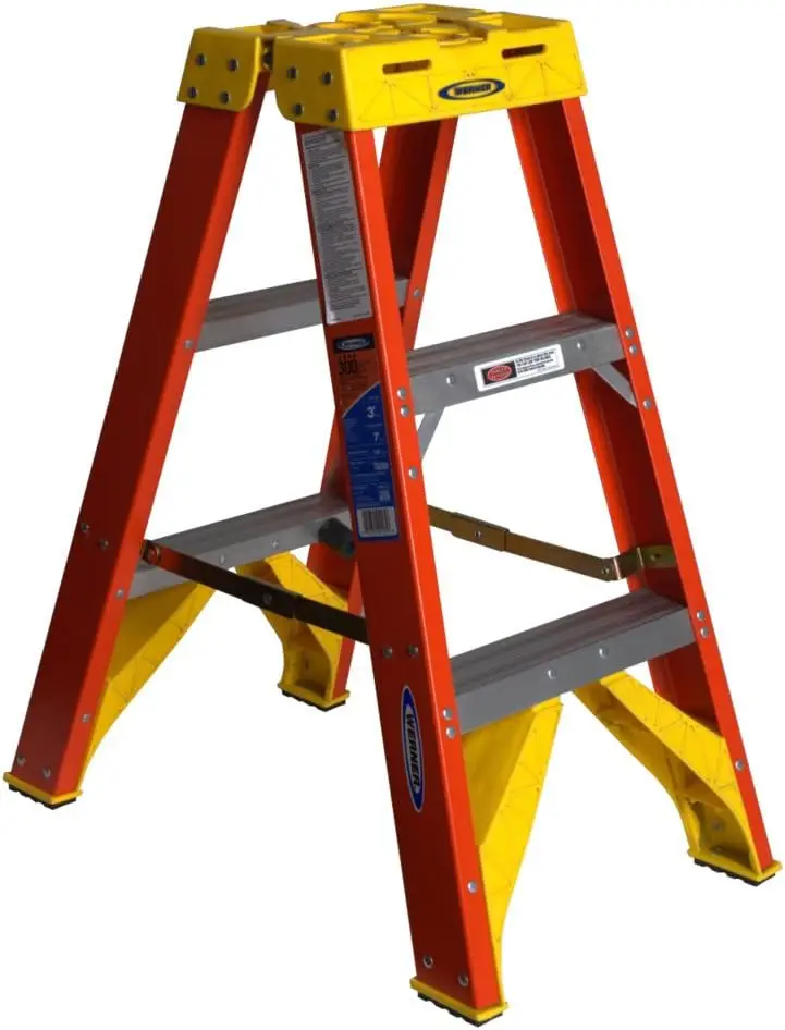 

3 ft Fiberglass Twin Step Ladder, 300 lb Load Capacity, Type IA Duty Rating