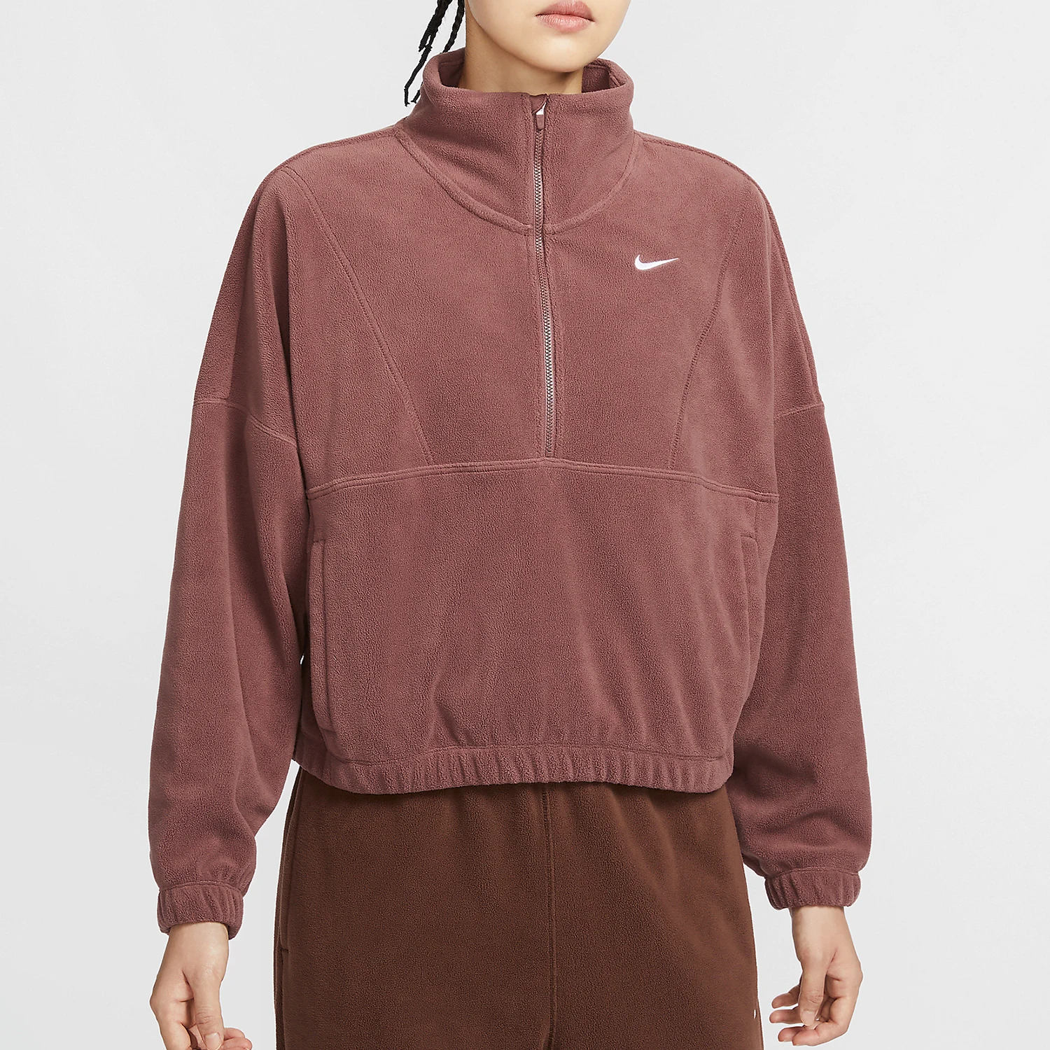 

Оригинальная сезонная новая женская флисовая толстовка Nike с короткой молнией FV7956-218