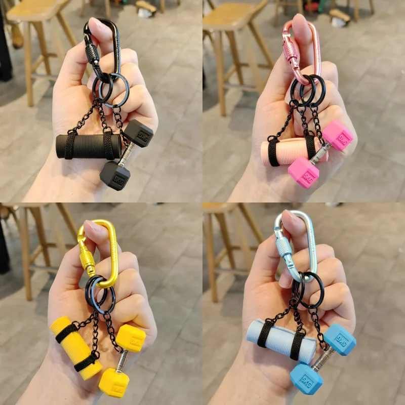 Llavero de Yoga con Diseño de Mancuerna, Accesorio de Moda para Amantes del Fitness, Regalo para Mujeres, Color Rosa
