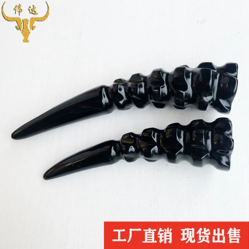 Horn Spiked Club Black Stick Massage Stick Horn Massager Acupuncture Point Palm Reflexology Foot Massager Horn Hand Pieces