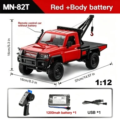 MN82T 1:12 2.4G RC Crawler 4WD Off-Road Pickup - Hoist Remote Control Climbing Truck Model Toy Gift for Kids Adults
