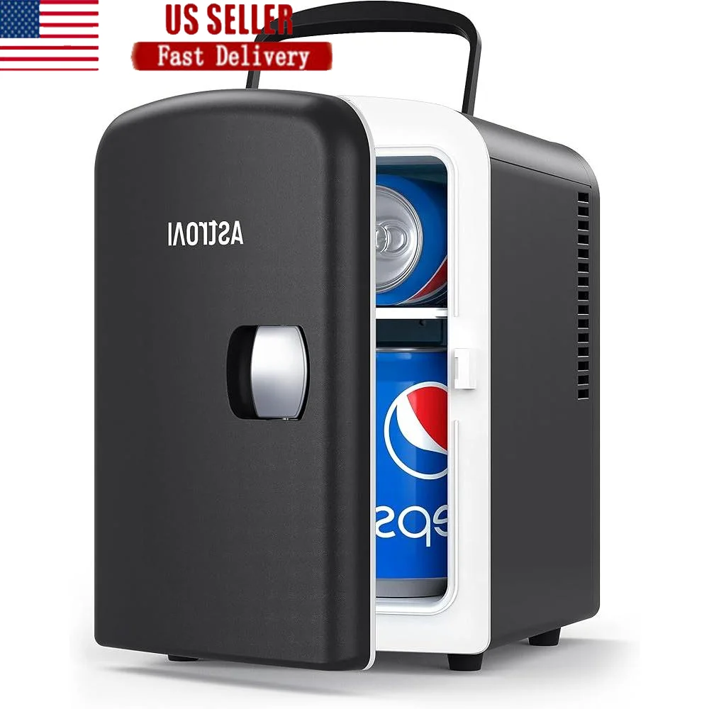 

Portable 4L Mini Fridge Thermoelectric Cooler Skincare Drinks Food Travel Office Car Compact Storage