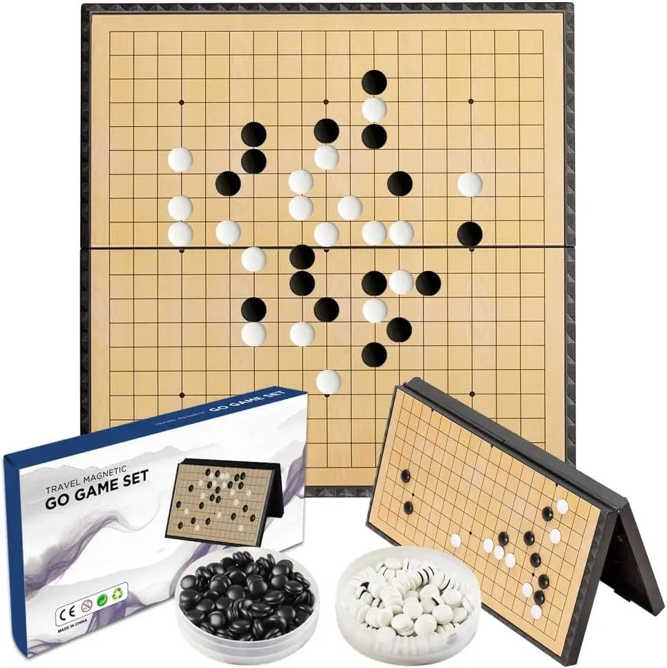 

Magnetic Go Game Set 19x19, Portable Travel Chess with Plastic Stones, 15 Inch