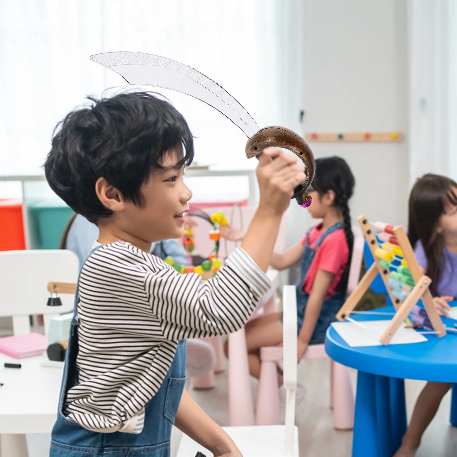 2Pcs Fake Pirate Swords for Children Safe Plastic Construction with Detailed Hilt Ideal for Cosplay Parties Pretend Play