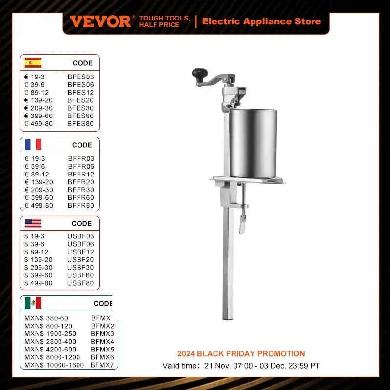 VEVOR Manual Can Opener Commercial Table Clamp Opener for Large Cans Can Opener with Base Adjustable Height Industrial Opener