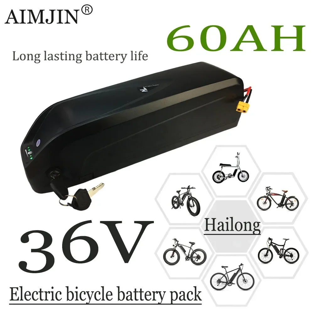 60Ah Electric bicycle 36V 18650 Hailong Battery For Bafang BBS02 BBS03 BBSHD Motor,With charger