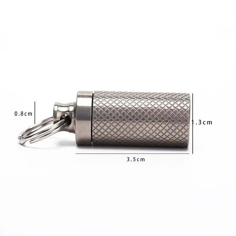 Titanium Mini Pendant Pill Box Sealed Waterproof Vial Canister Small Medicine Bottle Outdoor Portable Keychain Pill Case