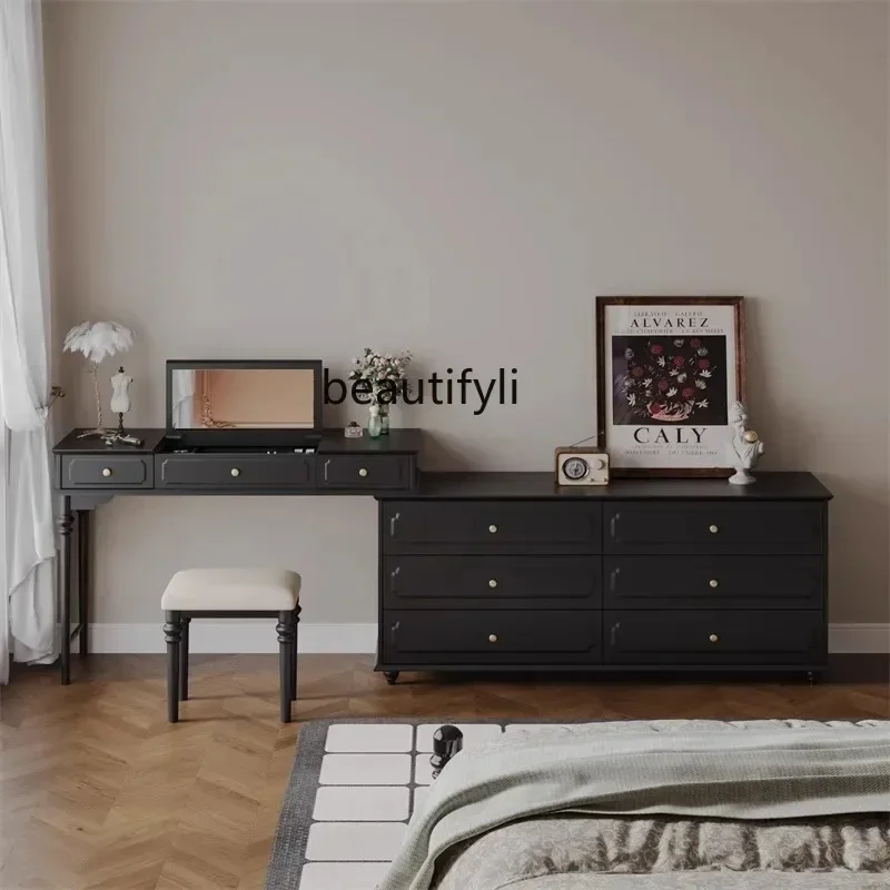 

FG28American retro bedside chest dresser integrated antique flip dresser mirror