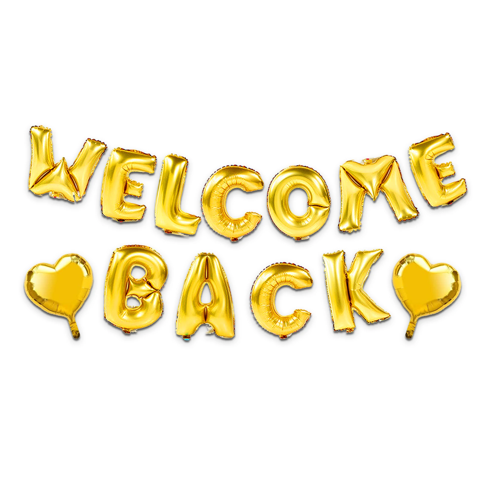 

FANGLELAND Welcome Back Party Decoration Gold Letters Foil Balloons Banner for Homecoming Party Welcome Home Home Party Supplies