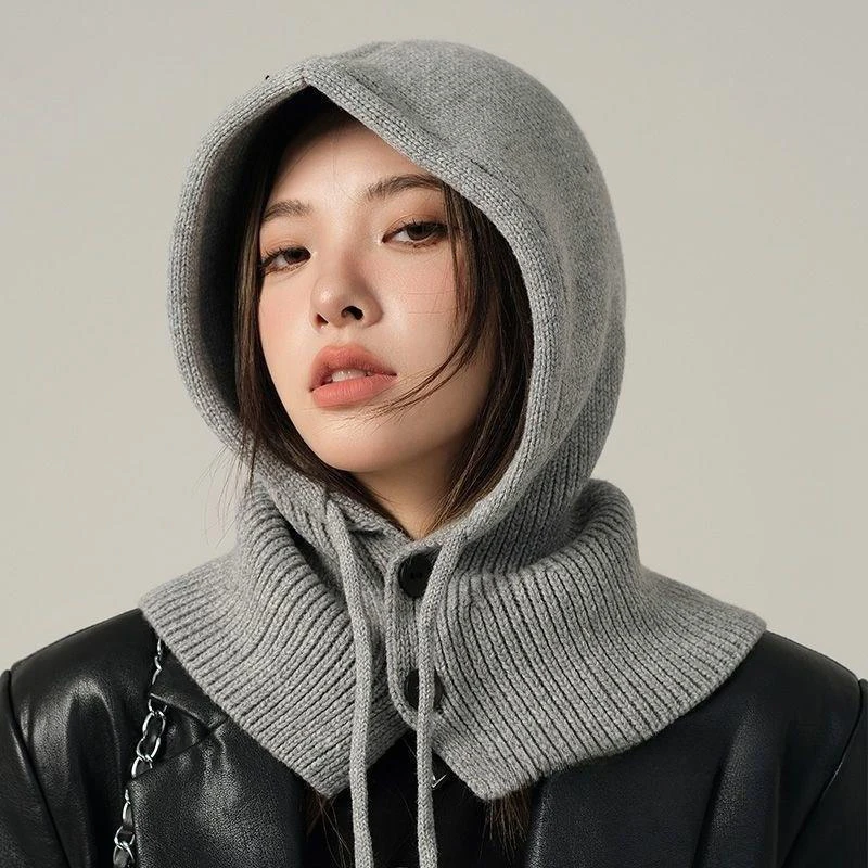 حار بيع الكورية نمط وشاح بسيط متكامل حماية الرقبة الدافئة محبوك الصوف حماية الأذن شال قبعة #1
