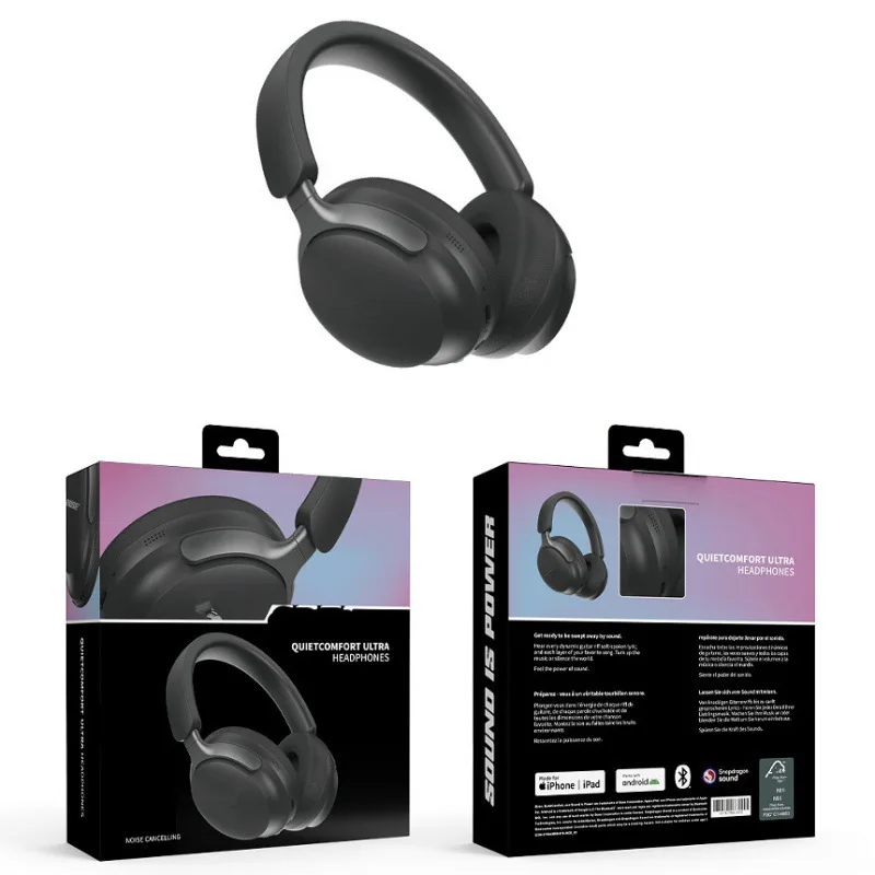 

2025 new QC65 wireless Bluetooth headset with comfortable ear cushions and leather bags, sports earphones with long battery life