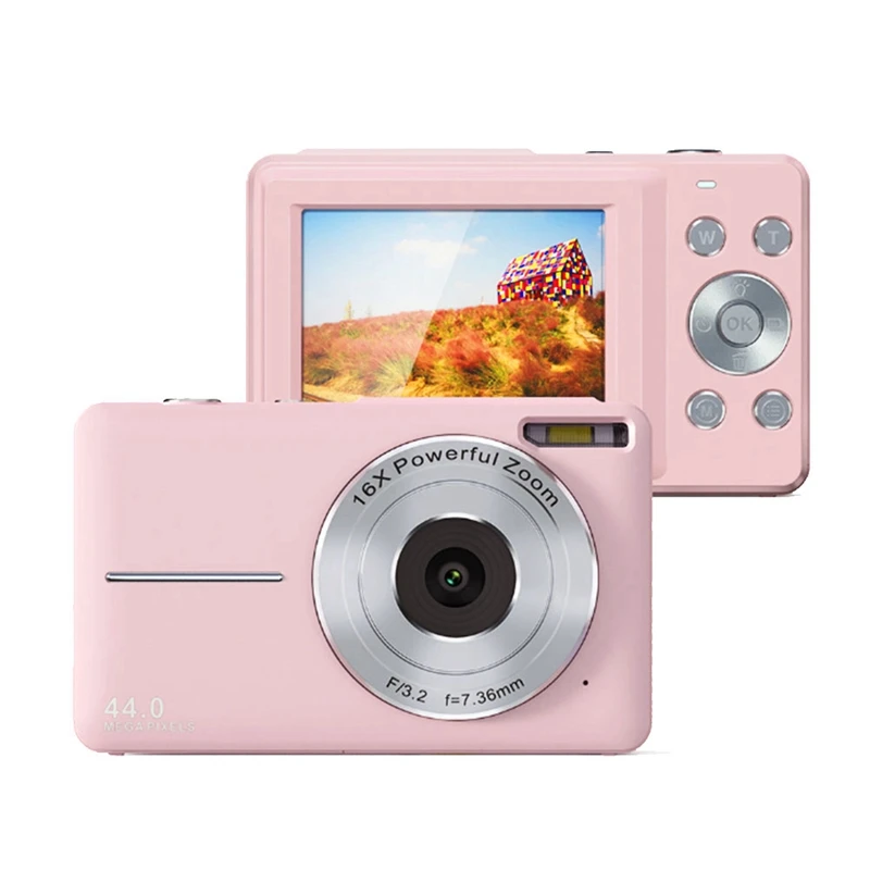 1080P HD Digital Camera 44MP Point & Shoot Camera Compact Small Selfie Camera For Girls, Boys, Teens, Students,Pink