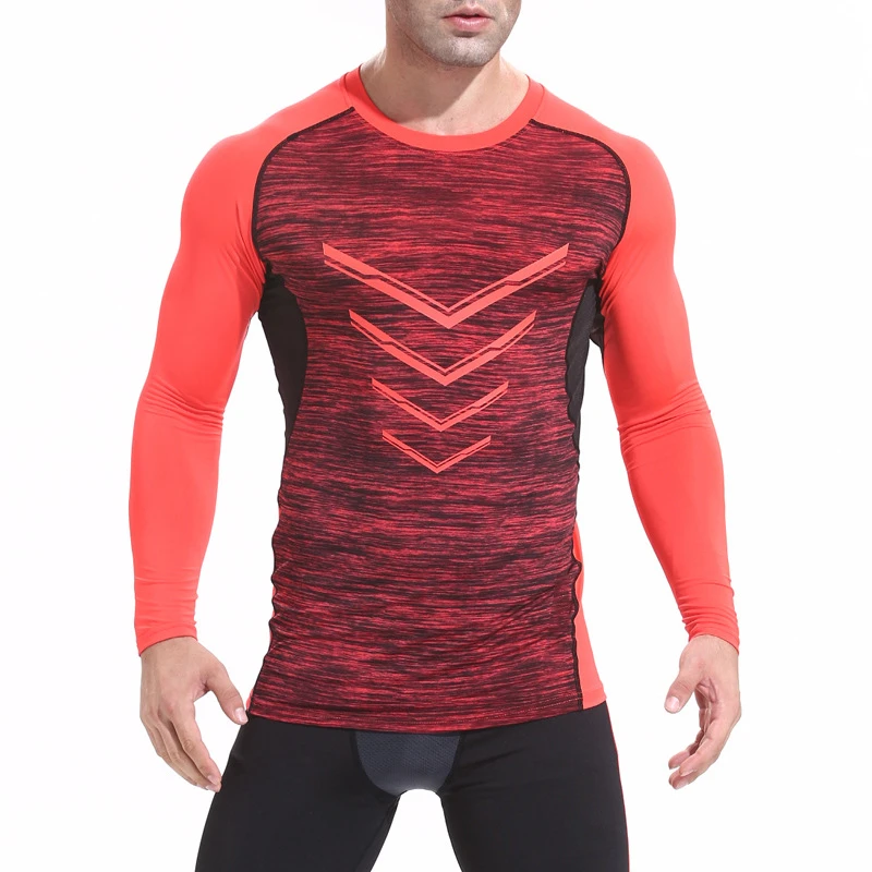 

New Fitness Long Sleeve T-Shirt for men Print Quick-drying Breathable O-Neck Tee shirt homme Home Sportswear Tops Gym Clothing