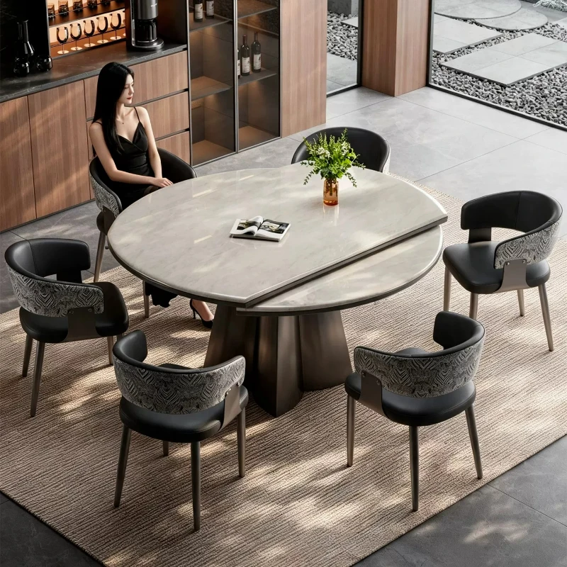 Luxury Modern Luxury Retractable Dining Table Microcrystalline Stone Italian Light Foldable Dining Tables Pliante Home Furniture