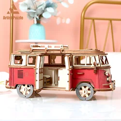 3D Wooden Model Puzzle Diy Wooden Puzzle Model 3D Bus Car Toys Wood Home Decoration Birthday Gift For Kids Teens Adults