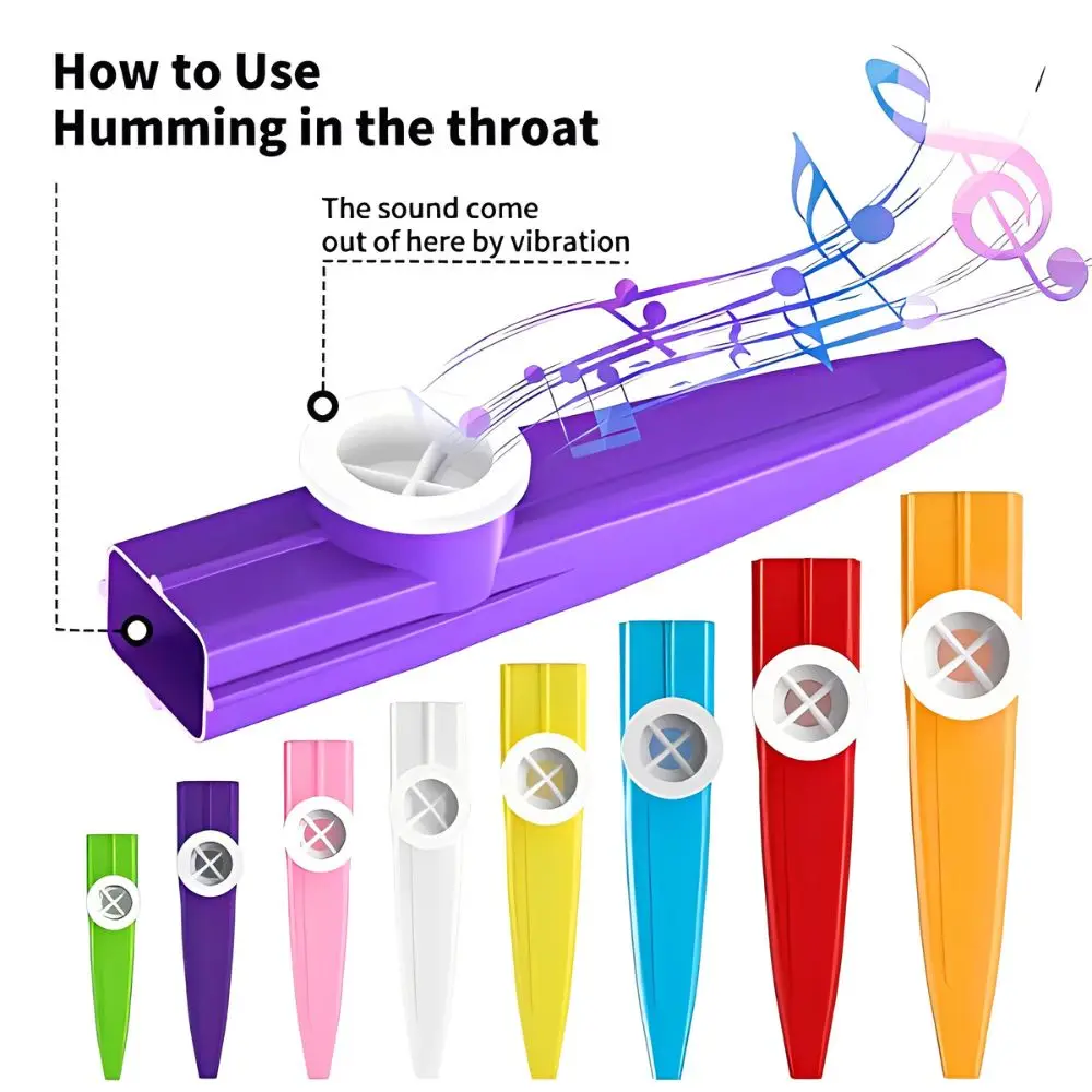 5/18 Stück 11,4 cm Kunststoff-Kazoo-Flöten, verschiedene Farben, tragbare Instrumente für Gitarren-, Ukulele-Begleitung, Partygeschenke YMY – Detail 5