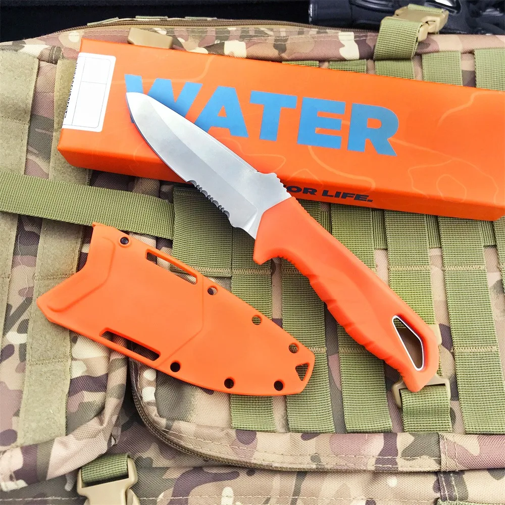 

BM 18040 High-Visibility Orange Outdoor Knife D2 Steel & Nylon Handle Camping Hiking Multifunctional Tool with Anti-Lost Design