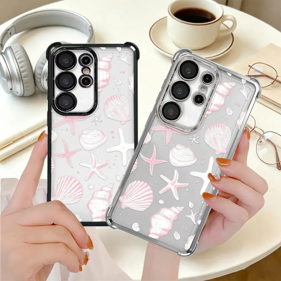 Pink Seashell Soft Phone Cover Case for Samsung Galaxy S26 Ultra S24 S20 FE Note 20 S21 S25 Edge S23 Plus S22