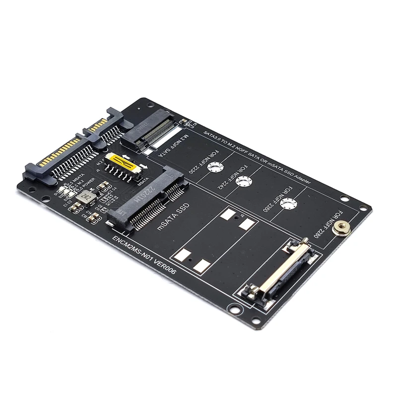 Adaptateur convertisseur M2/mSATA vers SATA M.2 vers SATA 3.0, carte Riser 2.5 pouces, clé M2 B + adaptateur mSATA pour NGFF M.2 SATA SSD mSATA SSD