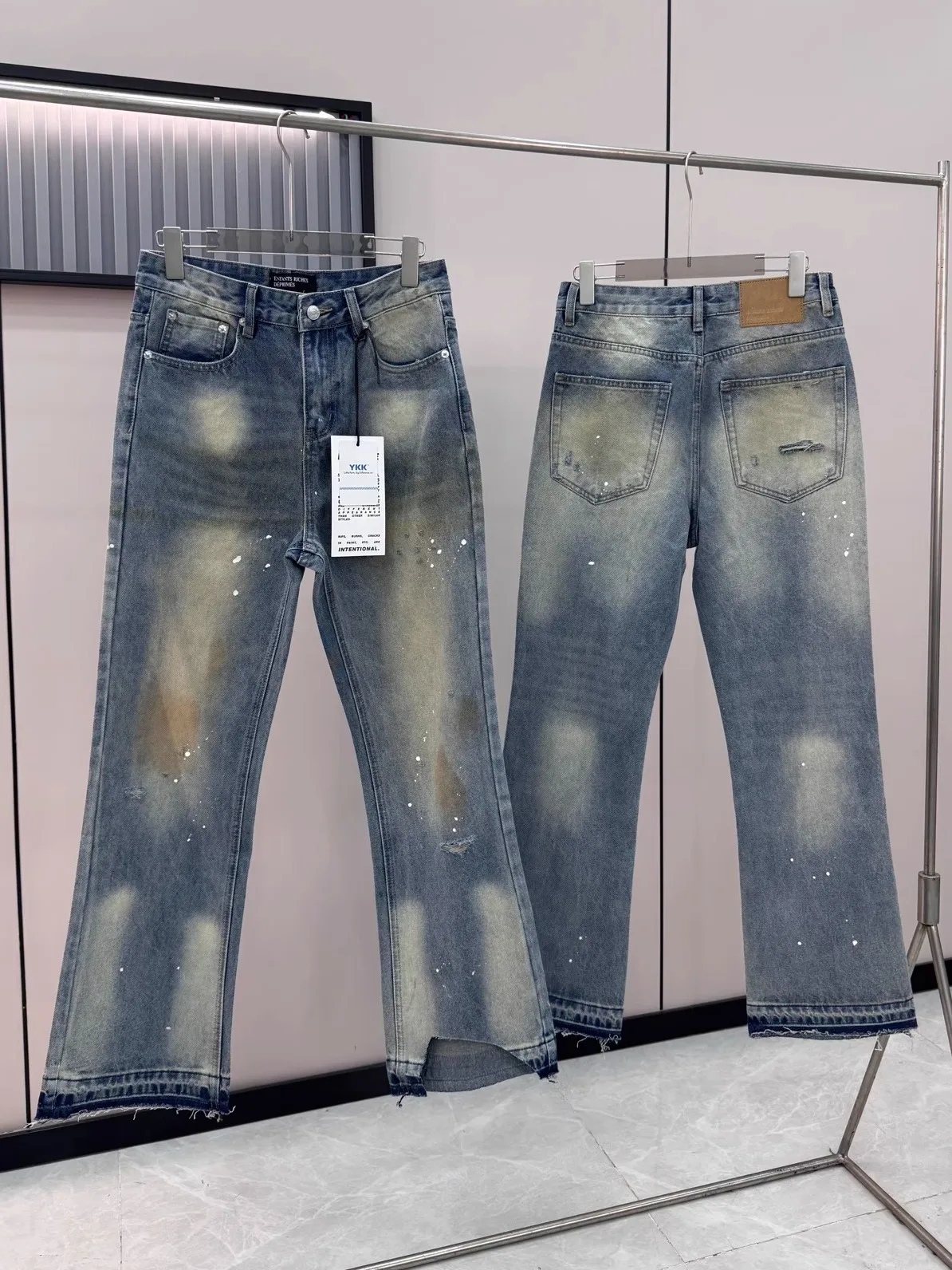 

Мужские джинсы Cleanfit Distred Micro Flared: винтажные, повседневные, прямого кроя, свободные, осенние, модные