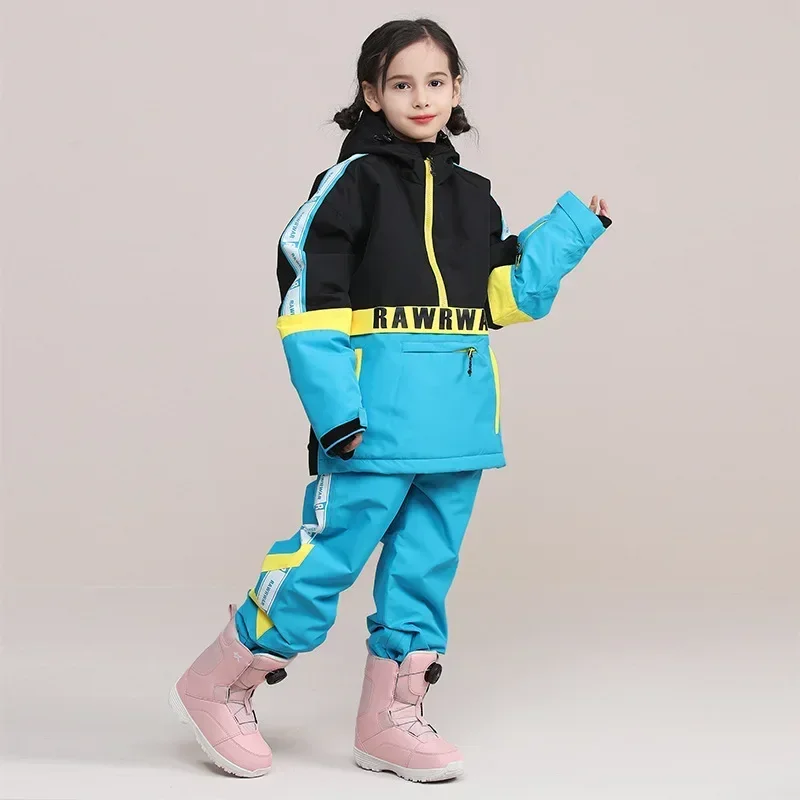 Combinaison de neige en coton trempé pour enfants, ensembles de ski chauds, coupe-vent, imperméable, 506, vêtements d'extérieur, garçons, filles, enfants, nouveau