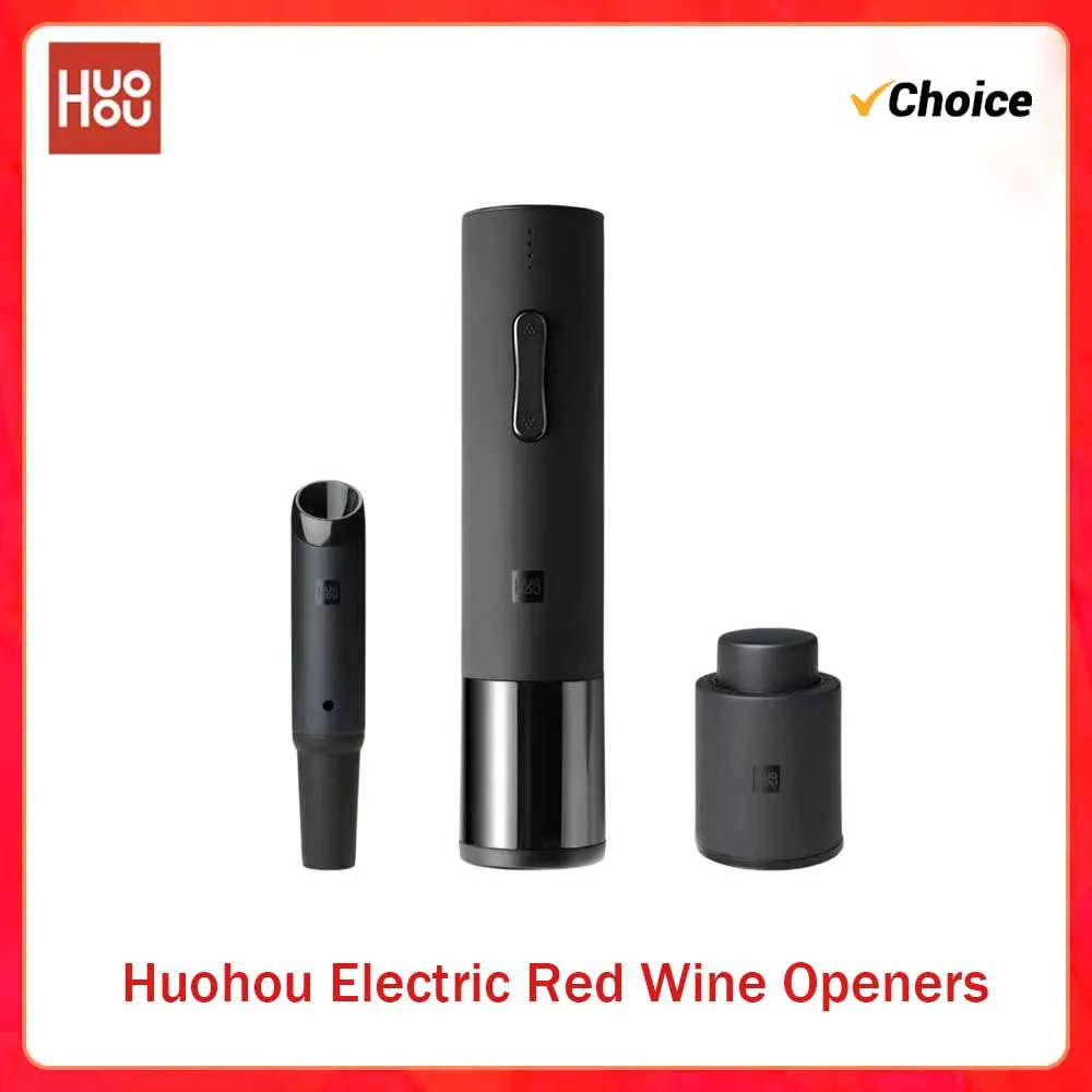 Huohou Automatic Bottle Opener Electric Red Wine Openers Stopper Fast Decanter Wine Corkscrew Foil Cutter Cork Out Tool set