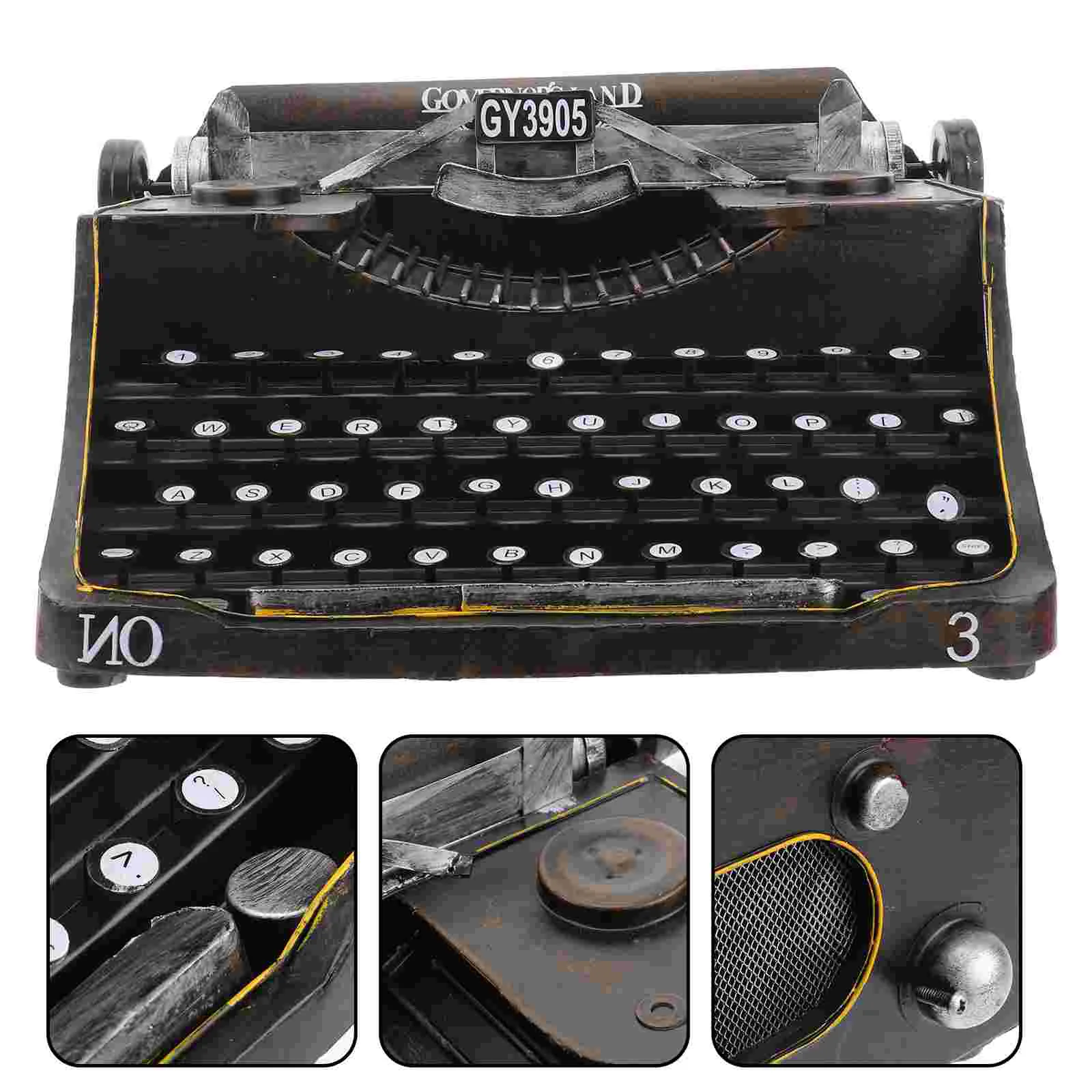 

Typewriter Printer Crafts Manual Iron Home Decor Desktop Cabinet Adornment Bar Prop Black Model Office