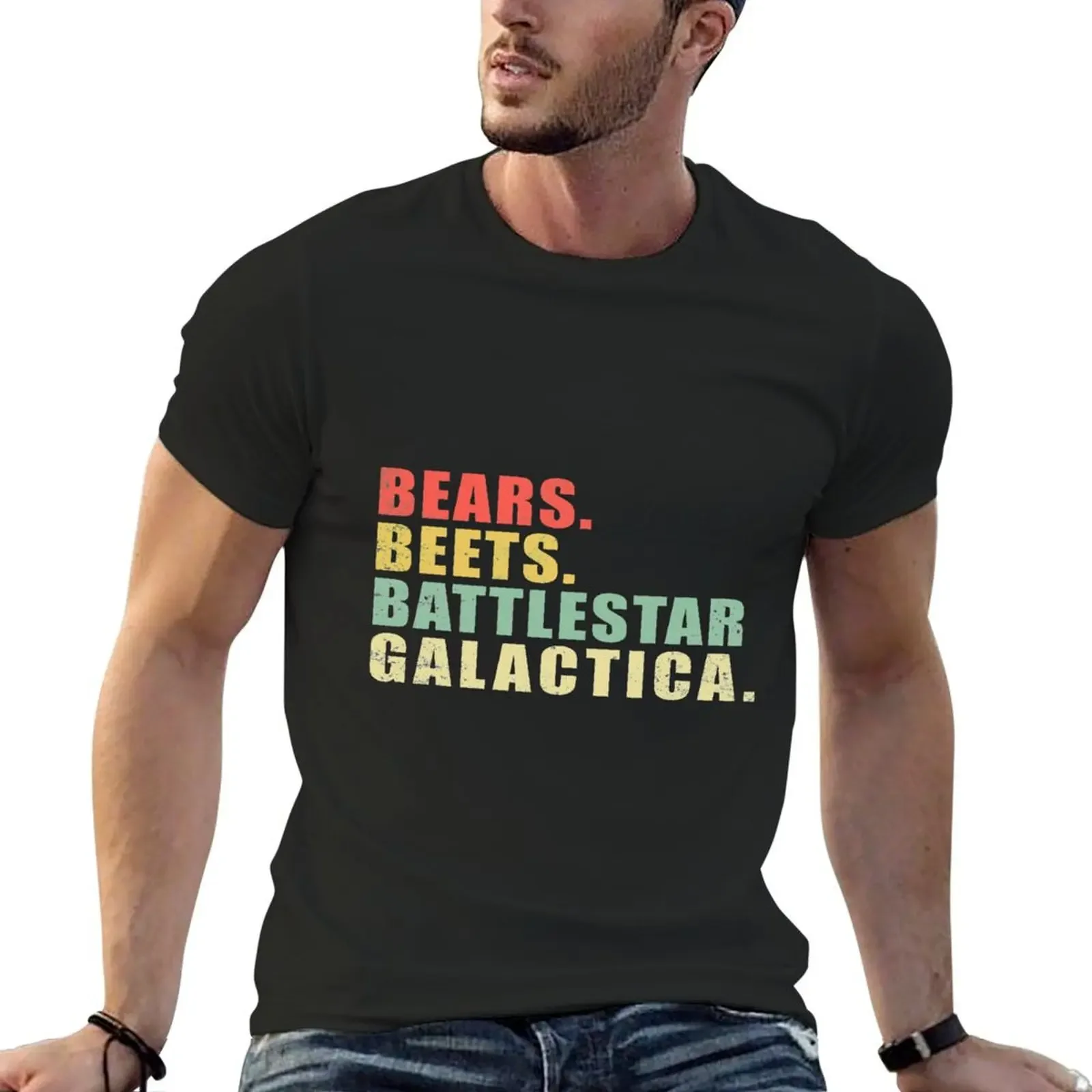 

bears beets battlestar galactica T-Shirt boys animal print vintage t shirts t shirt men 100℅ cotton