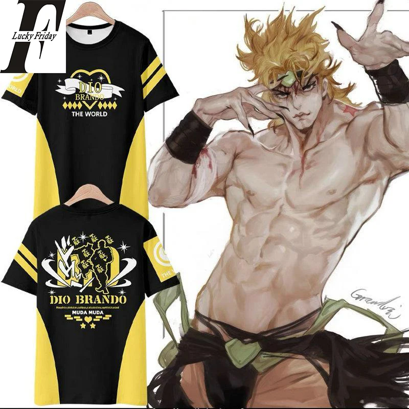 

JOJO's Bizarre Adventure Dio Brando Anime 3d T-shirt Cosplay Men Women T Shirts Tops O-neck Short Sleeve Cool T-shirts Tee Shirt