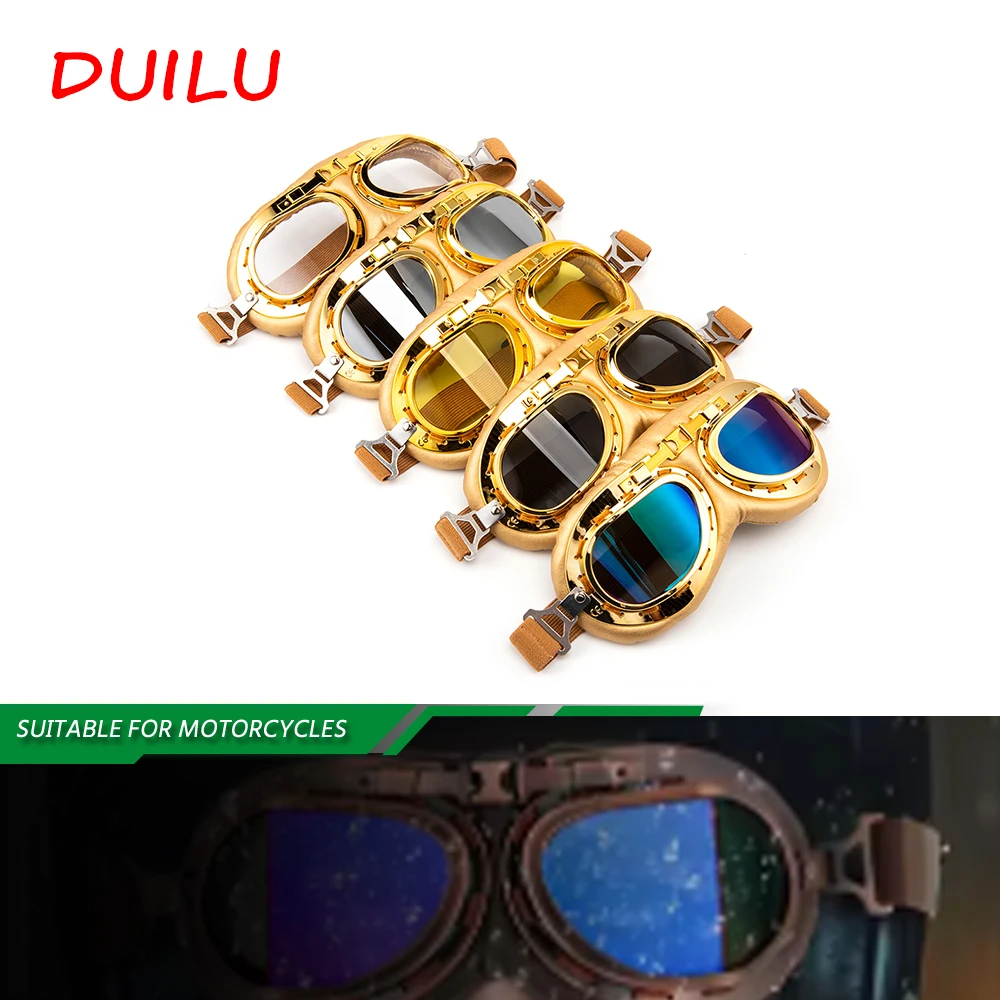 

Motorcycle Accessories Goggles Glasses Vintage Moto Classic Goggles For Harley Pilot Steampunk ATV Bike Copper Helmet Scooter