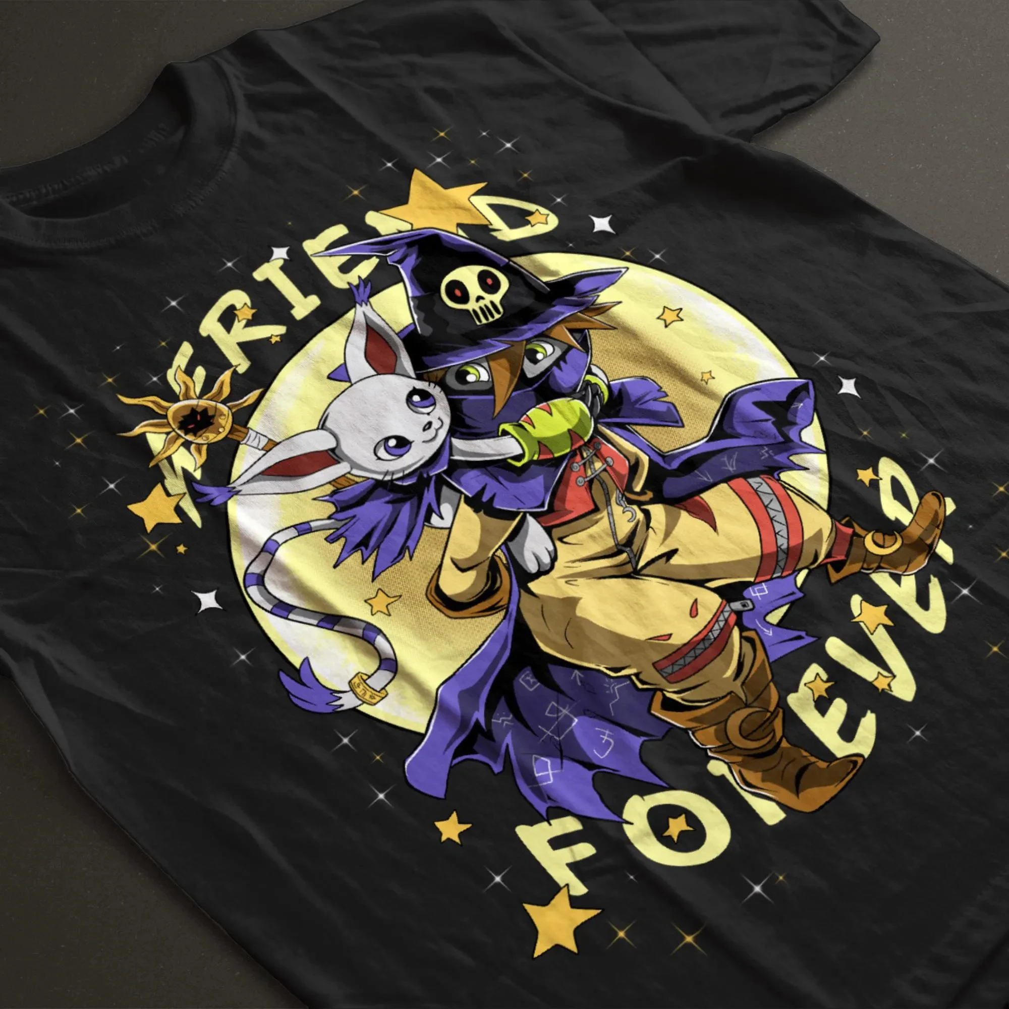 

Футболка Digimon WizardmonGatomon Friends Forever с изображением аниме-персонажей Tailmon, милая мультяшная повседневная хлопковая футболка унисекс, подарок для фанатов