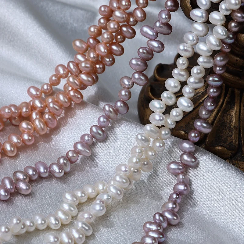 

Natural top drilled 5-6mm rice shape freshwater pearls loose beads semi-finished diy jewelry necklace