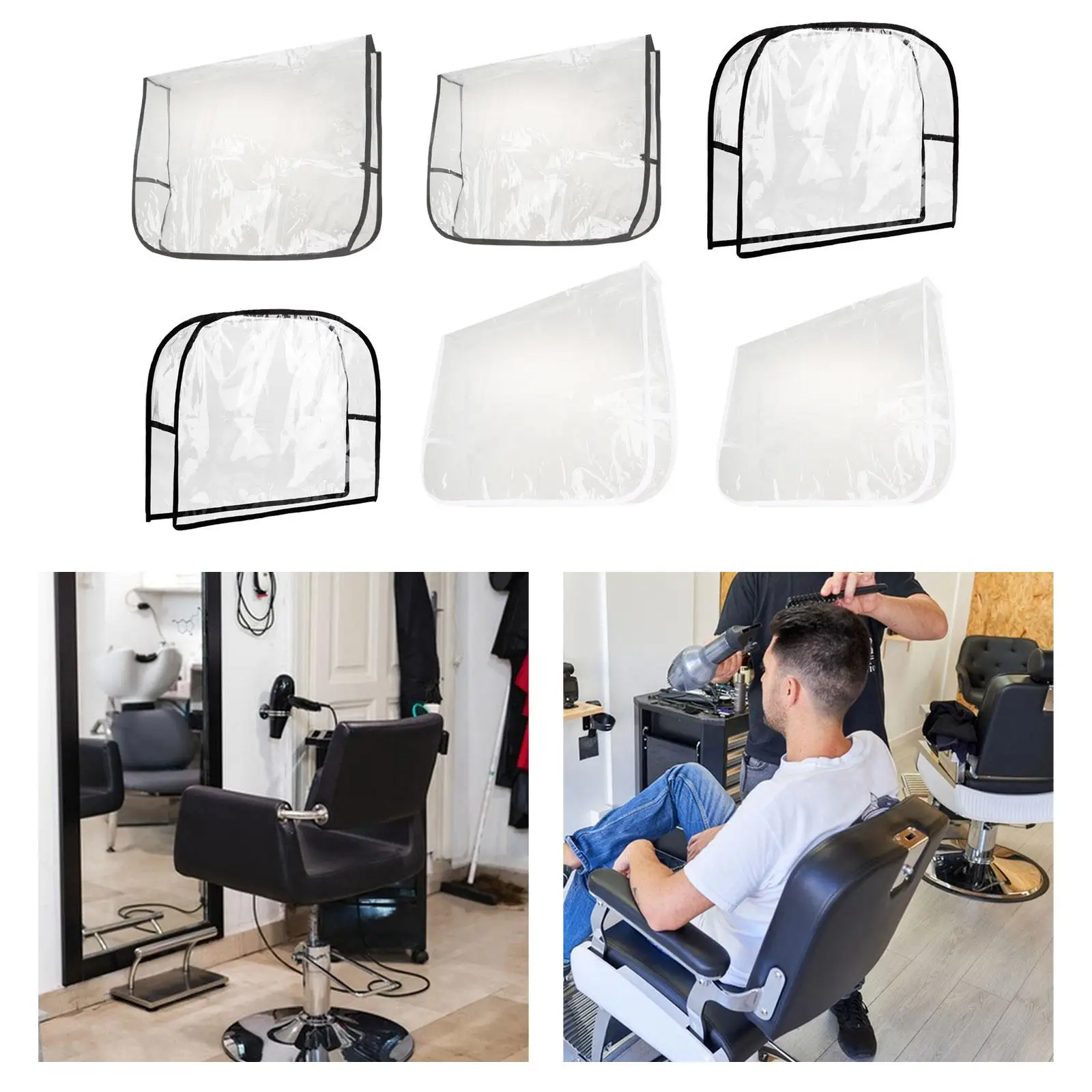 Cubierta trasera transparente para silla de peluquería, resistente al agua, estilo profesional para centro de belleza, SPA, salón, barbería