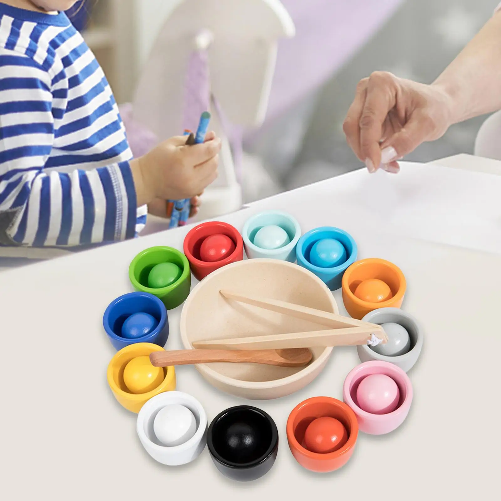 Montessori Spielzeug Bälle in Tassen Spielzeug Holz geschenke interaktives Spielzeug sensorisches Spielzeug Matching Spiel Farbe Sortier spielzeug für Mädchen Kinder